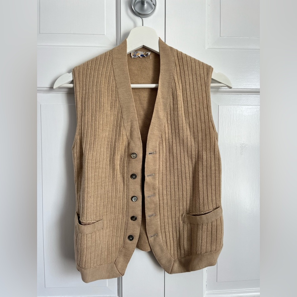 Vintage 100% Wool Made In England Camel Vest Women’s XS/S